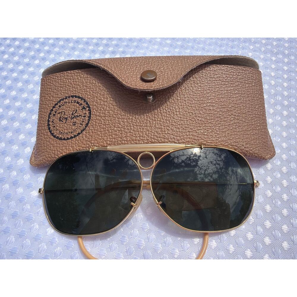 Vasioni Vintage B&L Original Ray Ban Shooting Aviator Sunglasses Gold & Gray